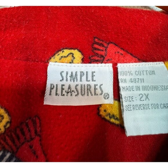 Simple Pleasures Womens Teddy Bear Flannel Pajama Set Size 2X Red Cozy - Picture 3 of 16
